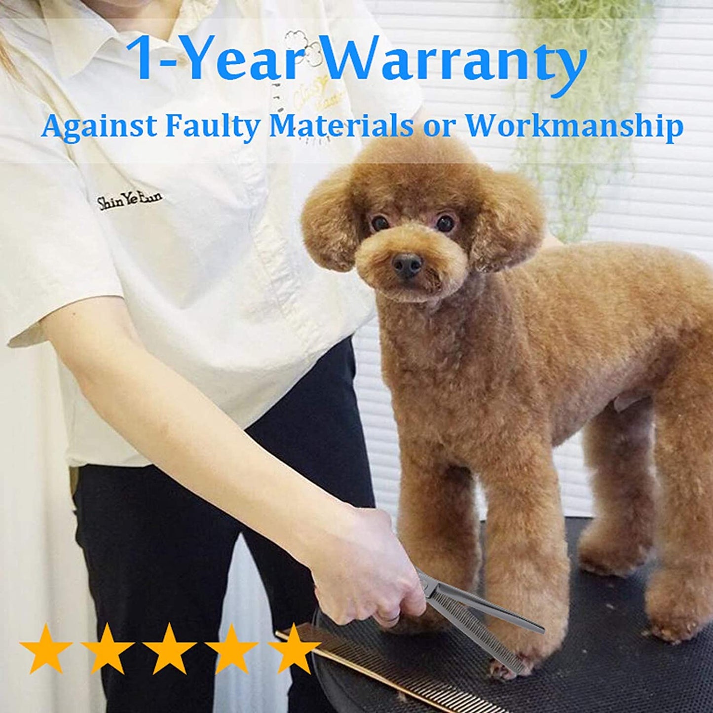 Dog Grooming Thinning Blending Scissor, Ergonomic Pet Grooming Thinner Blender Shears Cat Trimming Texturizing Kit with Offset Handle and a Jewelled Screw