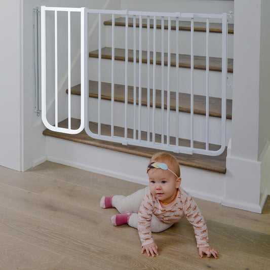 BX1 Baby Gate Extension - Fits Safety Gates - 10.5 Inch Wide Dog Gate Extension - White
